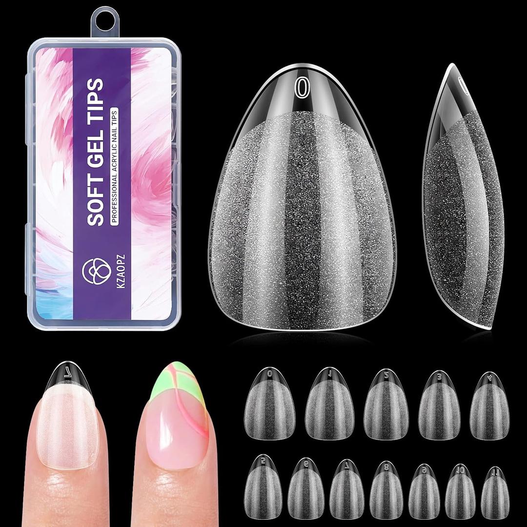 5 x Extra Short Almond Nail Tips:240PCS Soft False Nail Gel Tips Full Cover Acrylic Clear Fake Press On Nails for Extensions Women Manicure DIY 12 Sizes