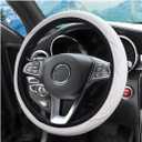 Zipelo Elastic Stretch Steering Wheel Cover, Microfiber Breathable Ice Silk, Universal 15 Inch Anti-Slip Car Steering Wheel Protector, Warm in Winter and Cool in Summer for Women (Style2-White)