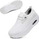 Git-up Women's Arch Support Walking Shoes, Breathable Wide Toe Box Nursing Work Shoes for Plantar Fasciitis (White)
