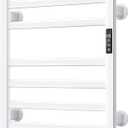 Electric Towel Warmer Wall Mounted, 6 Bar Heated Towel Rack with Intelligent Timer & Temp Control, Plug-in/Hardwire, Left and Right Compatible