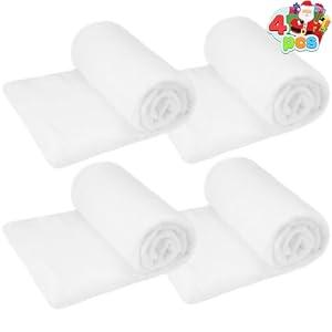 JOYIN 4 Pcs Christmas Snow Blanket Roll (3x8 Ft) for Christmas Decorations, Village Displays, Under The Christmas Tree-Thick White Soft and Fake Snow Cover for Holiday Decor and Winter Displays