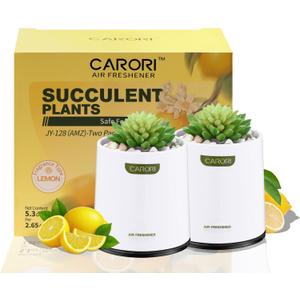 2 Pack Artificial Succulent Plants with Subtle Lemon, Faux Indoor Plants for Home Decor, Small Fake Plant for Bathroom, Bedroom, Office Decor, Aesthetic Room Accessories, Housewarming Gift