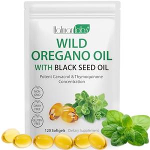 NenMaoKeNu Oil of Oregano Softgels, 120 Count Oregano Oil Capsules, 165mg Carvacrol, 2 in 1 6000mg Oil of Oregano with Black Seed Oil 200mg, Oregano Oil Supplement Capsules, Best By: 25/04/2028