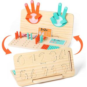 Montessori Learning Toys for Toddlers, Double-Sided Preschool Educational Math Manipulatives Number Counting Blocks, Finger Counting Math Toys for Kids 3-5 Year Old Boys Girls Gift