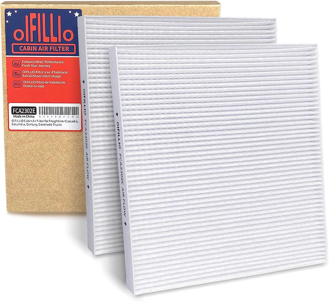 OIFILLIO Cabin Air Filter for Freightliner Cascadia Columbia Coronado abp n10g 91559, AF26235, PA4857, P609422, PA10181, BOA91559, 24318, Filter with Spongy Electrostatic Fiber (2)