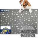 Muddy Mat Washable Pee Pads for Dogs, Super Absorbent Reusable Puppy Pads100% Waterproof Pee & Potty Training Pads for Pets, Non-Slip Dog Pads for Crates, Playpens and Floors - 2 Pack, Grey 24"x36"