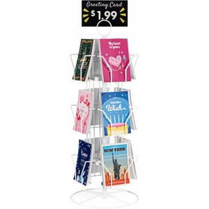 ANBOXIT Greeting Card Display Stand Rotating Rack Holder, for Postcard Sticker Retail, Metal White, 12 Display Pockets