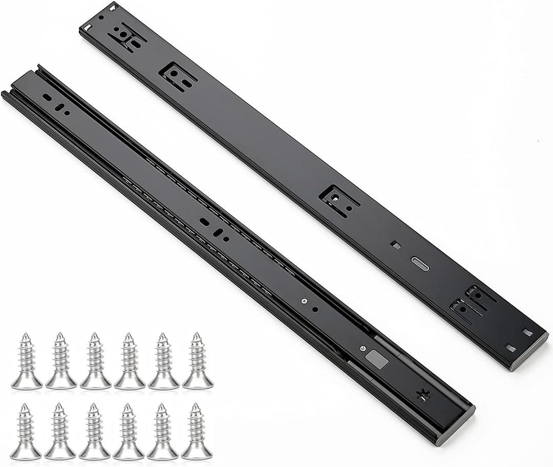 Ravinte 20 Inch Soft Close Drawer Slides 1 Pairs 2 Pack Black Full Extension Ball Bearing Drawer Glide Side Mount