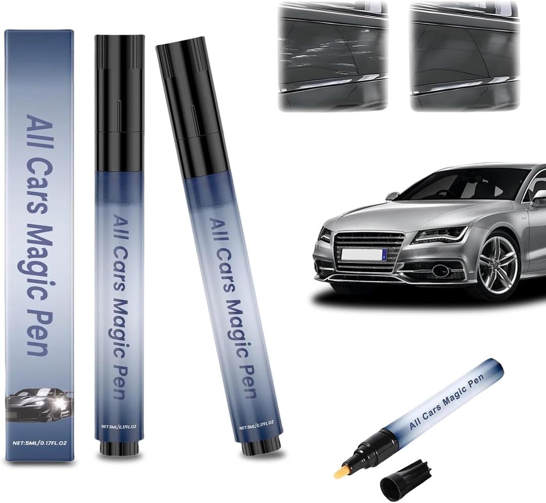 Magic Car Scratch Removal Pen, Car Scratch Remover for Vehicles for All Cars, Car Paint Scratch Repair Works On Any Colors Fix Scratches Swirl Marks And Scuffs, Easy Use for A Seamless Finish, 2 PCS