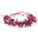 Flower Crown Floral Headpiece Christmas Floral Crown Red Berry Pine Cone Wedding Festivals Flower Headband Girls Boho Photo Props (red)
