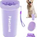 Professional 7 in 1 Dog Paw Cleaner for Dogs & Cats - Includes 1 Portable Paw Washer, 1 Bath Brush, 2 Dog Toothbrushes and 3 Absorbent Towels Note: Fits Paws 2.5 to 3.5 Inches Wide (Large, Grey)