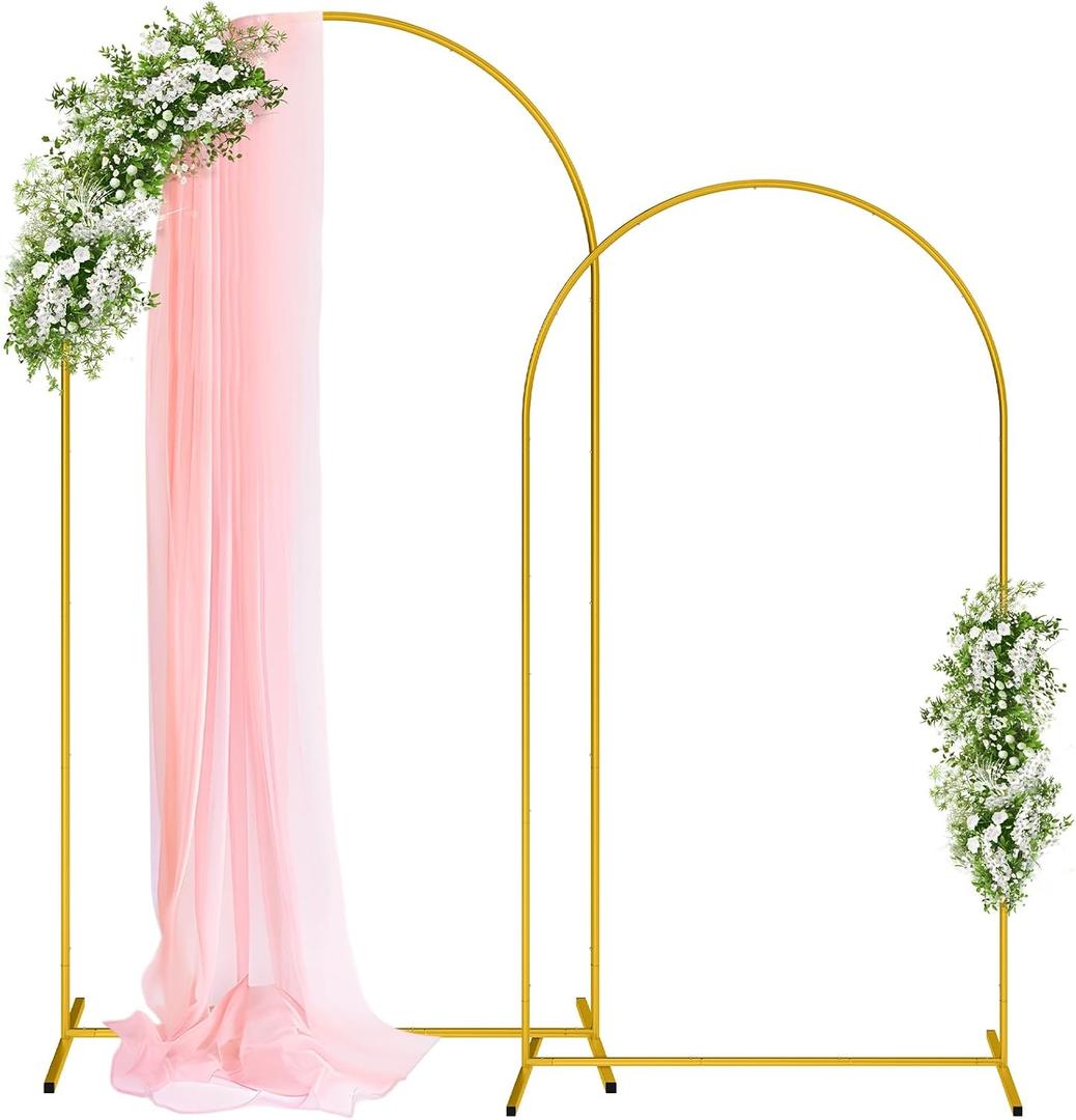 Pureegg Gold Arch Backdrop Stand Set, Metal, Set of 2, 7.2 ft and 6 ft