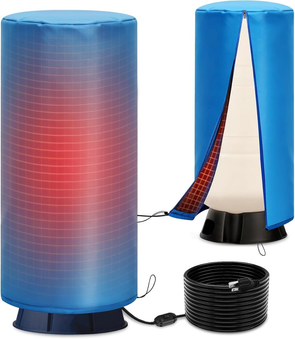 Heated Well Pressure Tank Cover Insulated, 16"D x 39"H Water Well Tank Cover Heater with Switch, Constant Heating Waterproof Insulated Pump Cover, Freeze Protection Down to -25°F