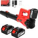 Leaf Blower Cordless, Electric Brushless Leaf Blower with 2 * 4.0Ah Battery Powered, Blowers for Lawn Care, Blower with Extension Nozzle, Battery Powered Blowers Leaf Cordless