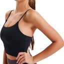 Lemedy Women Padded Sports Bra Fitness Workout Running Shirts Yoga Tank Top (Black, L)