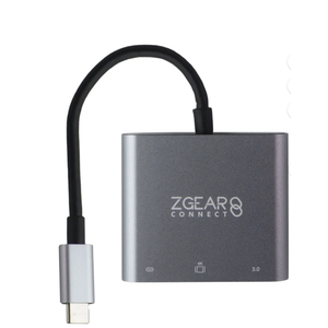 ZGear USB C to HDMI Video Cable +  ZGEAR Connect 3-Port (USB A, USB C, HDMI) USB Data Hub and Adapter