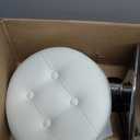 White Vanity Chair for Makeup Room Round Ottoman Tufted PU Leather Makeup Chair Vanity Stools for Bathroom Height Adjustable 360 Swivel