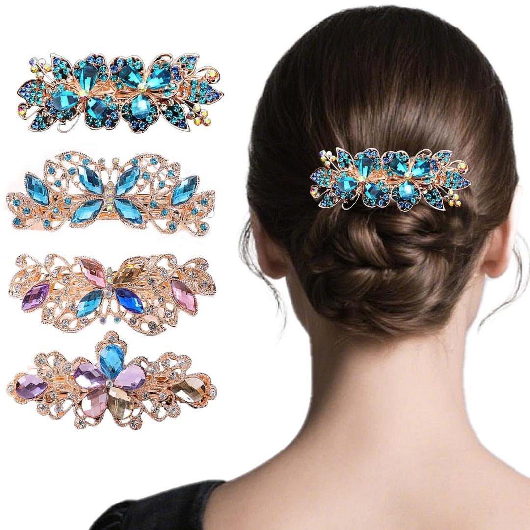 Hair Accessories for Women,Hair Clips Jewelry Design Hairpin Rhinestone Hair Barrette Clip for Daily Wear Also Perfect Gifts for Mom (C Styles 4 Color)