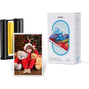 Liene Amber M100/M200/M110/M210 4x6'' Photo Printer Paper & Cartridge, 1 Cartridge Refill & 40 Photo Papers- 40 Pack Only for DHP512/DHP513/DHP514/DHP515