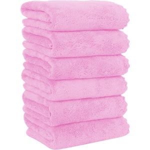MOONQUEEN 6 Pack Premium Hand Towels - Quick Drying - Microfiber Coral Velvet Highly Absorbent Towels - Multipurpose Use as Hotel, Bathroom, Shower, Spa, Hand Towel 16 x 28 inches (Frozen Berry)