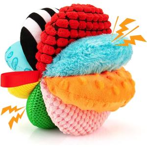 8-in-1 Sensory Balls for Infant Toddlers,Rainbow Fabric Baby Toy for Sensory Development,Montessori Toys for Babies 6-12 Months,8 Different Sensory Tactile Textures with Crinkle Rattle Squeakers