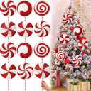Vercraft 12 Pcs 15.75'' Large Glitter Candy Christmas Decorations Giant Lollipop Candy Decorations with Sticks Red and White Peppermint Xmas Decor for Christmas Tree Ornaments Holiday, 6 Styles