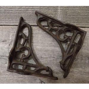 2 Antique Style Shelf Brace Wall Bracket Cast Iron Brackets Small 3 1/2" X 3 7/8"