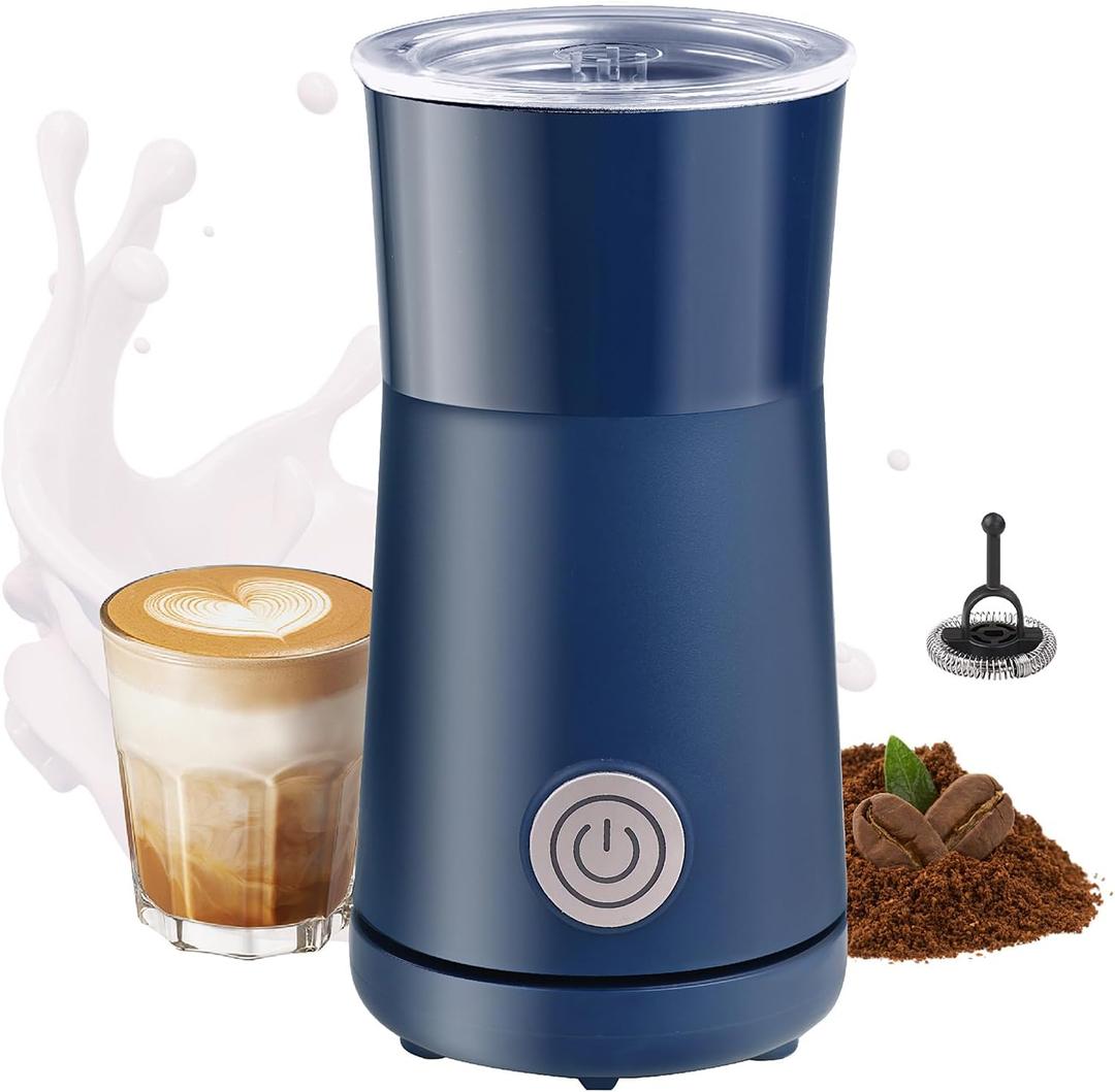 Huogary Milk Forther Simple Milk Frother and Steamer 2-in-1 Milk Steamer with Hot Milk Foam and Hot Milk for Latte, Macchiato, Cappuccinos, Blue