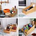 HTB 4-Section Snack Organizer with Removable Dividers for Kitchen, Cabinet, Office, Countertop, 2 Pack Bamboo Pantry Storage Organization for Spice Packets, Seasoning Pouches, Coffee Pods