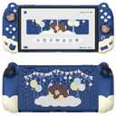 PlayVital Good Night Bear Dockable Case for Nintendo Switch 2 with Stand | Split Design Silicone Joycon Grips, PC Console Hard Shell, 2 Joystick Caps | Cute Protective Cover Bundle  Midnight Blue