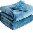 Cottonblue Sherpa Weighted Blanket for Adults Twin Size 15 lbs, Soft Fleece Weighted Throw Blankets 48x72 Inches, Fuzzy Flannel Heavy Blanket Machine Washable for Bed Calming Relaxing, Slate Blue