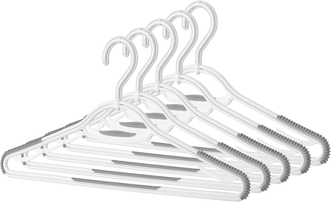 Whitmor Slim Sure-Grip Hangers with Swivel Hook (Set of 5), White, 17.13x 8.07 inch