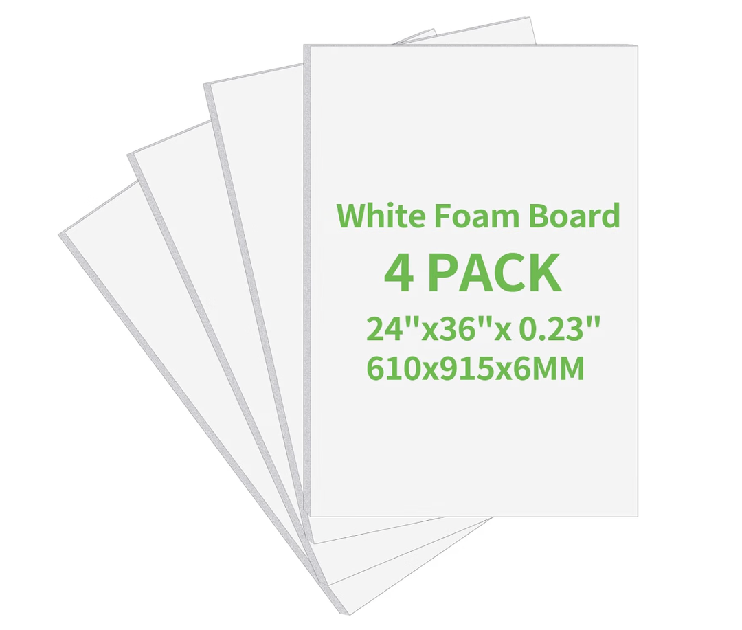TFCaryi 4 Pack Foam Board 24"x36", 0.23 Inch Thickness Poster Board, Double-Sided Acid-Free Foam Core Board, Large Lightweight Polystyrene Board for Painting, Display, Craft & School Projects, White
