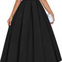 ZESICA Women's Summer Strapless Cocktail Dresses 2026 Elegant Off Shoulder Flowy A Line Wedding Guest Party Midi Dress (Black, XL)