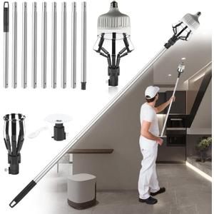 Upgraded 12FT Light Bulb Changer for High Ceilings, High Reach Light Bulb Removal Tool with Baskets and Suction Cup and Pole Extension for Recessed Lights and Standard Bulbs (Black)