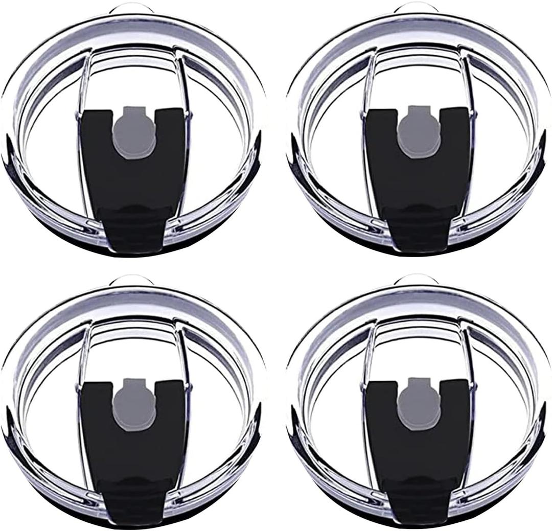 4 Pack 20 oz Tumbler Lids for YETI and More Tumblers,Cup,Travel Coffee Mug Spill Proof Splash Resistant Silicone Sliding Covers(Black)