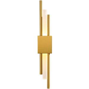 Modern Golden LED Wall Sconce, Geometric Metal and Acrylic Vertical Wall Lamp, Minimalist LED Light for Bedroom, Living Room, Hallway – 8 W, 48 cm, 3 Light Shades (Gold-Left)