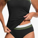 Daci Bandeau Tankini Swimsuits for Women - Two Piece Ruched Tummy Control Bathing Suit Strapless Swimwear with Bottom Size XL