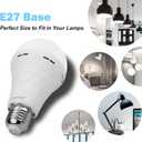 Ostwiki 2 Pack Emergency Rechargeable Light Bulbs,Battery Operated Backup Light Bulb 9W E27 8500K 1200mAh White Equivalent Self-Charging LED Light Bulbs for Power Outage Camping Outdoor Activity