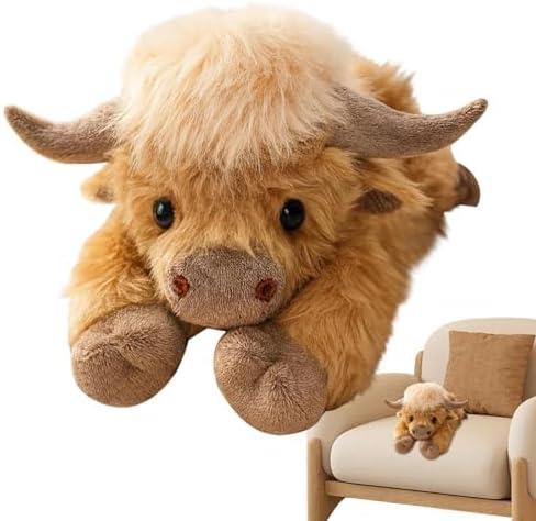 Highland Cow Weighted Stuffed Animals with Unscented Microwavable Heating Pad, Cute Coolable Heatable Weighted Plush Warm Gift for Kids & Adults