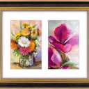 Golden State Art,8x10 Ornate Double Picture Frame Display Two 4x6 Photos with Mat or 8x10 Prints without Mat,Collage Picture Frame with Easel Stand(Black Gold)