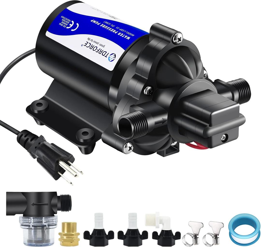110V Fresh Water Circulating Pump 4GPM Pressure Increase Booster Pump 45 PSI Transfer Pump Self Priming on Demand Water Pump Diaphragm Pump Washdown Pump Inline Water Pump for Garden Hose