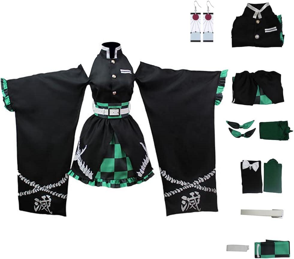 Juejuezi New Women Cosplay Costume Kimono Dress Halloween Off Shoulder Skirt Outfit Adult (Large, Green)