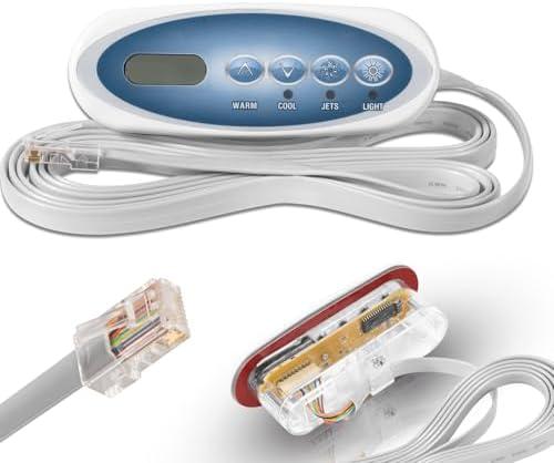 Bzumperyz 53238 Mini Oval Topside Control Panel Compatible with Balboa Heat Jacket System, 4 Buttons, 7-feet Cord with Phone Jack Connector