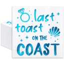 JarThenaAMCS 50 Pcs Last Toast on the Coast Cocktail Napkins Bachelorette Party Supplies Foil Blue Beach Bach Coastal Beverage Disposable Paper Napkins for Summer Bride Bachelorette Party Decorations