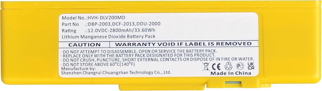 HVH 2800mAh Battery Replacement for DBP-2003, DCF-2013, DDU-2000, Lifeline, Lifeline Pro, Lifeline View