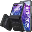 Vizvera for Motorola Razr+(Plus) 2025 Case with Hinge Cover,Built-in Screen Protector Shockproof All-Inclusive Smartphone Cover Wireless Charging for Motorola Razr+(Plus) 2025(Black)
