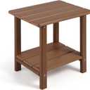 Apolimi Adirondack Outdoor Side Table, 2-Tier Sturdy Patio End Table Weather Resistant, 16.5" Solid Side Table for Patio, Pool, Porch