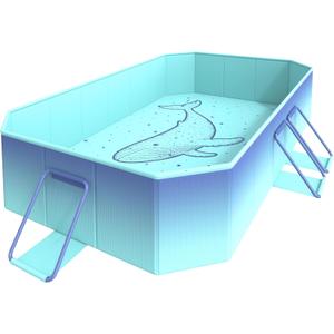 HeySplash Foldable Pool, Non-Inflatable Swimming Pool with Rigid Puncture-Proof Hard Composite Board, Kiddie Pool Outdoor Pool, Adults & Kids Pool for Backyard Garden Dog Pool 78"53"19", Blue Whale