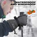 MCTi Waterproof Mens Ski Gloves Winter Warm 3M Thinsulate Snowboard Snowmobile Cold Weather Gloves Size medium, Grey